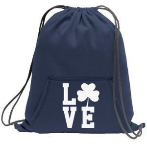 LOVE Shamrock Clover Saint Patrick's Day Sweatshirt Cinch Pack Bag