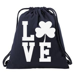 LOVE Shamrock Clover Saint Patrick's Day Drawstring Bag