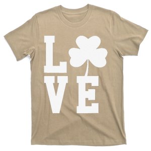 LOVE Shamrock Clover Saint Patrick's Day T-Shirt