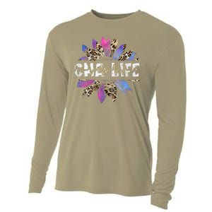 Leopard Sunflower CMA Life Nursing Stethoscope Nurse Day Cooling Performance Long Sleeve Crew