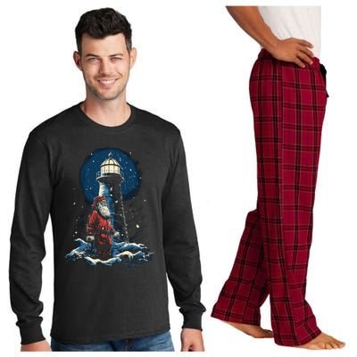 Lighthouse Santa Christmas Xmas Holiday North Pole Gift Long Sleeve Pajama Set