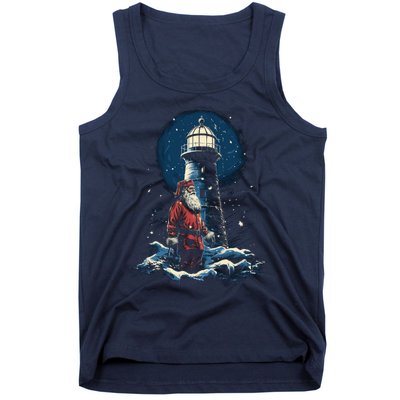 Lighthouse Santa Christmas Xmas Holiday North Pole Gift Tank Top