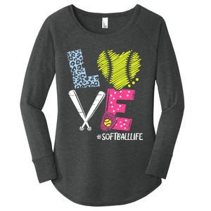 Love Softball Coach Player Softball Life Women's Perfect Tri Tunic Long Sleeve Shirt