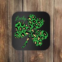 Lucky Shamrock Cheetah Pattern St Patricks Day Coaster