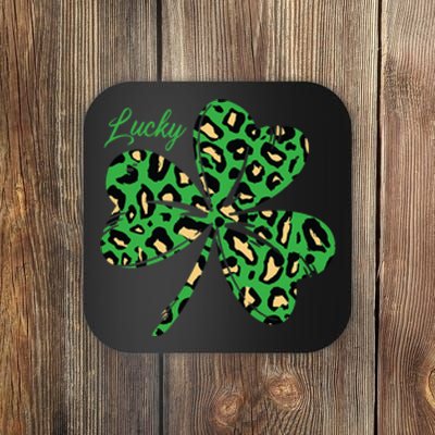 Lucky Shamrock Cheetah Pattern St Patricks Day Coaster