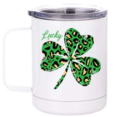 Lucky Shamrock Cheetah Pattern St Patricks Day 12 oz Stainless Steel Tumbler Cup