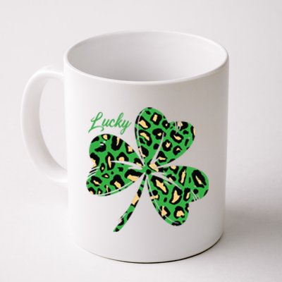 Lucky Shamrock Cheetah Pattern St Patricks Day Coffee Mug