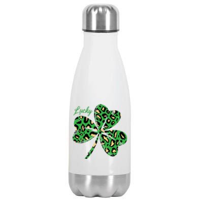 Lucky Shamrock Cheetah Pattern St Patricks Day Stainless Steel Insulated Water Bottle