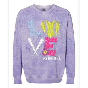 Love Softball Coach Player Softball Life Teen Colorblast Crewneck Sweatshirt