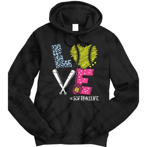 Love Softball Coach Player Softball Life Teen Tie Dye Hoodie