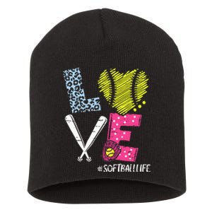 Love Softball Coach Player Softball Life Teen Short Acrylic Beanie