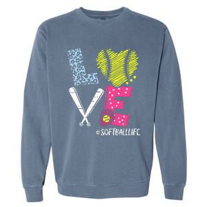 Love Softball Coach Player Softball Life Teen Garment-Dyed Sweatshirt