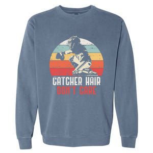 Love Softball Catcher Hair DonT Care Fun Gift Design Meaningful Gift Garment-Dyed Sweatshirt