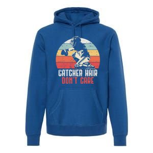 Love Softball Catcher Hair DonT Care Fun Gift Design Meaningful Gift Premium Hoodie