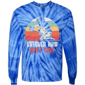 Love Softball Catcher Hair DonT Care Fun Gift Design Meaningful Gift Tie-Dye Long Sleeve Shirt