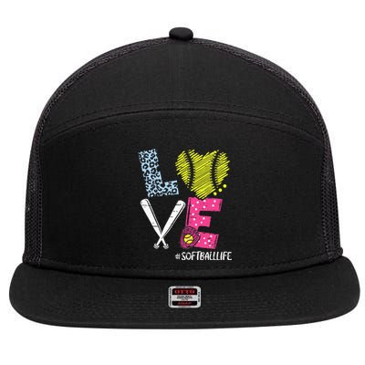 Love Softball Coach Player Softball Life 7 Panel Mesh Trucker Snapback Hat