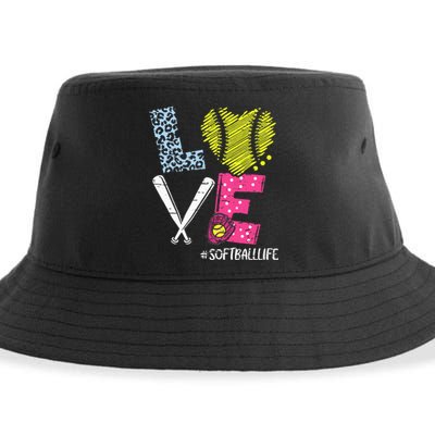 Love Softball Coach Player Softball Life Sustainable Bucket Hat