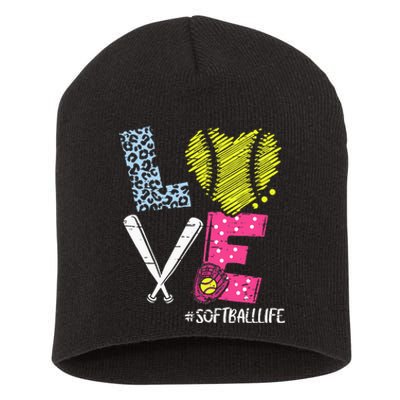 Love Softball Coach Player Softball Life Short Acrylic Beanie