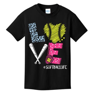 Love Softball Coach Player Softball Life Kids T-Shirt