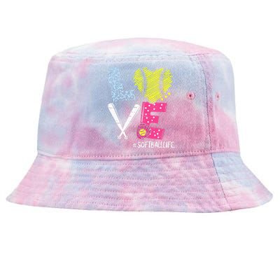 Love Softball Coach Player Softball Life Tie-Dyed Bucket Hat