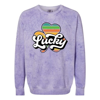 Lucky Sign Clover Leaf St Patricks Day Colorblast Crewneck Sweatshirt