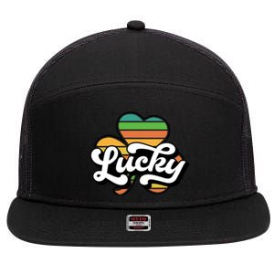 Lucky Sign Clover Leaf St Patricks Day 7 Panel Mesh Trucker Snapback Hat