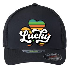 Lucky Sign Clover Leaf St Patricks Day Flexfit Unipanel Trucker Cap