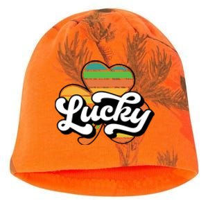 Lucky Sign Clover Leaf St Patricks Day Kati - Camo Knit Beanie