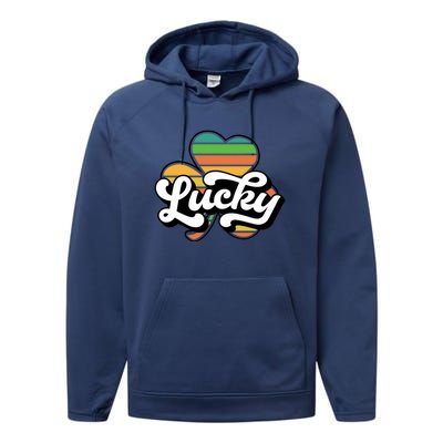 Lucky Sign Clover Leaf St Patricks Day Performance Fleece Hoodie