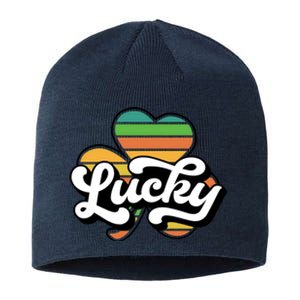 Lucky Sign Clover Leaf St Patricks Day Sustainable Beanie