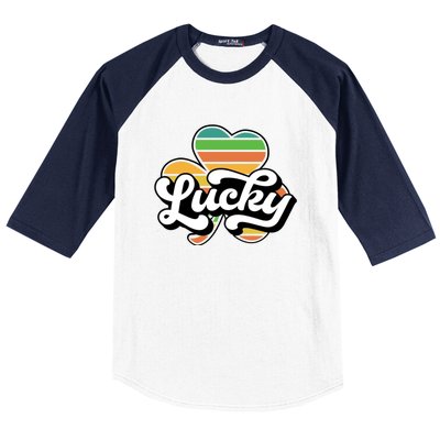 Lucky Sign Clover Leaf St Patricks Day Baseball Sleeve Shirt