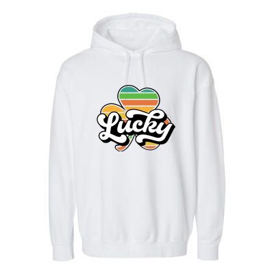 Lucky Sign Clover Leaf St Patricks Day Garment-Dyed Fleece Hoodie