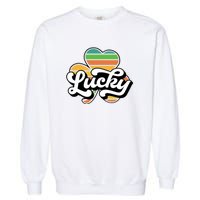 Lucky Sign Clover Leaf St Patricks Day Garment-Dyed Sweatshirt