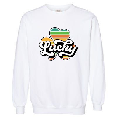 Lucky Sign Clover Leaf St Patricks Day Garment-Dyed Sweatshirt