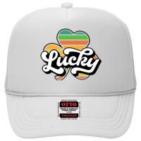 Lucky Sign Clover Leaf St Patricks Day High Crown Mesh Back Trucker Hat