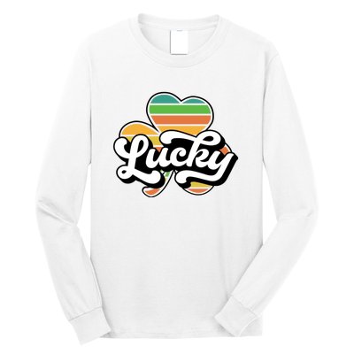 Lucky Sign Clover Leaf St Patricks Day Long Sleeve Shirt