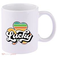 Lucky Sign Clover Leaf St Patricks Day 11oz C Handle Ceramic Mug