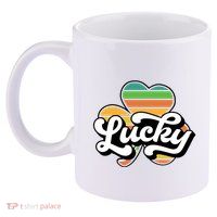 Lucky Sign Clover Leaf St Patricks Day 11oz C Handle Ceramic Mug