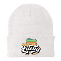 Lucky Sign Clover Leaf St Patricks Day Knit Cap Winter Beanie