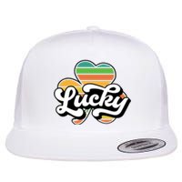 Lucky Sign Clover Leaf St Patricks Day Flat Bill Trucker Hat