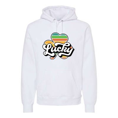 Lucky Sign Clover Leaf St Patricks Day Premium Hoodie