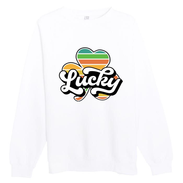 Lucky Sign Clover Leaf St Patricks Day Premium Crewneck Sweatshirt