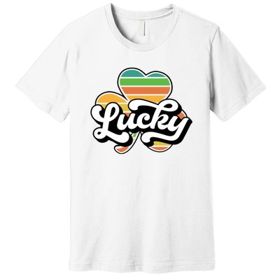 Lucky Sign Clover Leaf St Patricks Day Premium T-Shirt