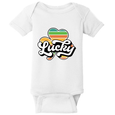 Lucky Sign Clover Leaf St Patricks Day Baby Bodysuit