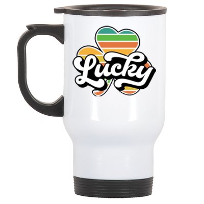 Lucky Sign Clover Leaf St Patricks Day Stainless Steel Travel Mug