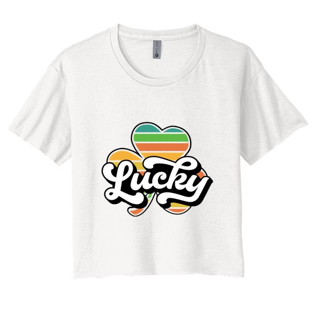 Lucky Sign Clover Leaf St Patricks Day Crop Top