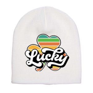 Lucky Sign Clover Leaf St Patricks Day Short Acrylic Beanie