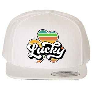 Lucky Sign Clover Leaf St Patricks Day Wool Snapback Cap