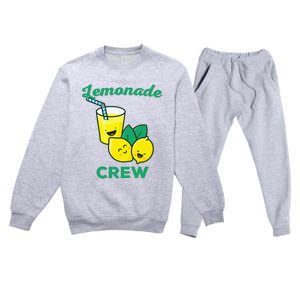 Lemonade Stand Crew and Boss Lemon Juice Summer Yellow Premium Crewneck Sweatsuit Set