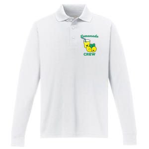 Lemonade Stand Crew and Boss Lemon Juice Summer Yellow Performance Long Sleeve Polo